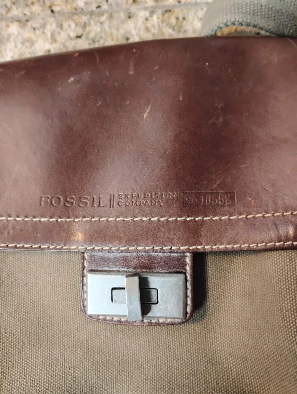 Fossil Brown Canvas and Leather Crossbody Messenger Bag